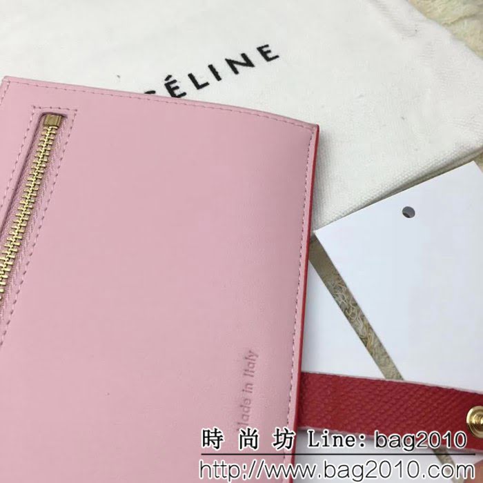 CELINE賽琳原單 專櫃 手掌紋牛皮搭扣拼色錢夾 4148 SL1690